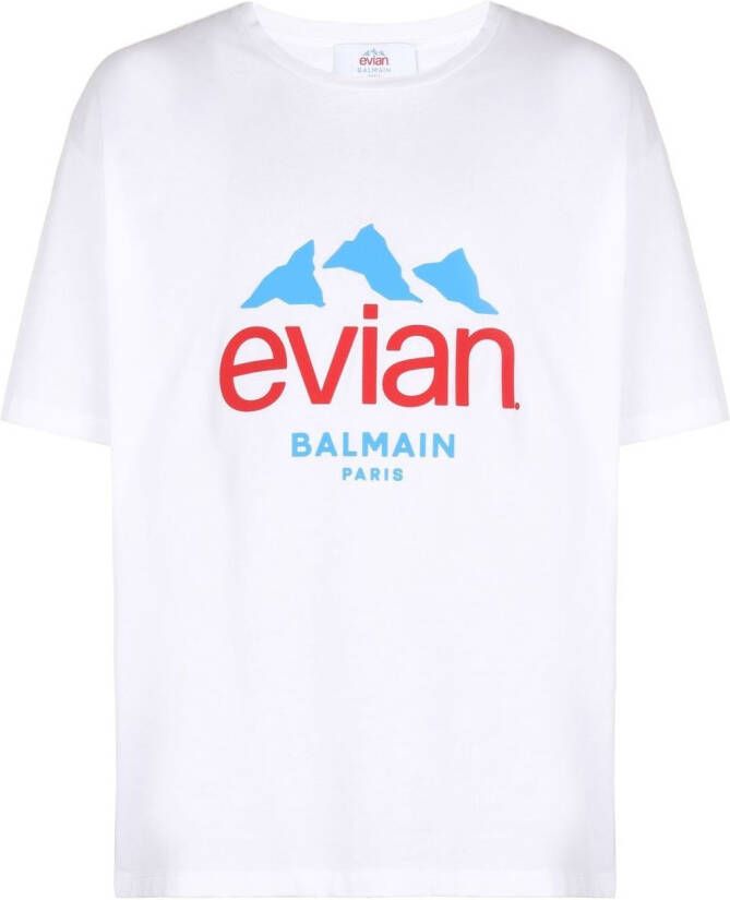 Balmain x Evian Logo T-shirt White Heren