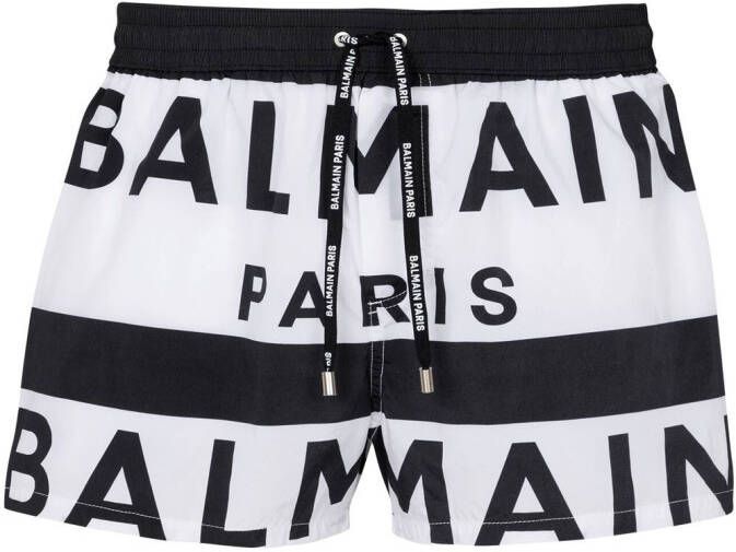Balmain Zwembroek met logo Zwart Heren