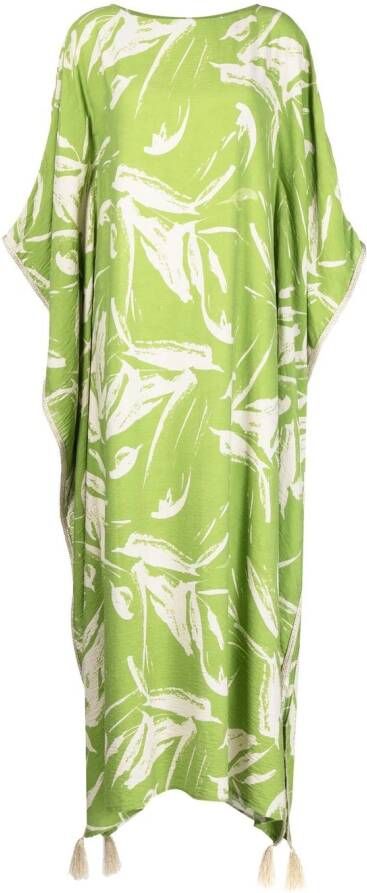 Bambah Jurk met abstract patroon Groen