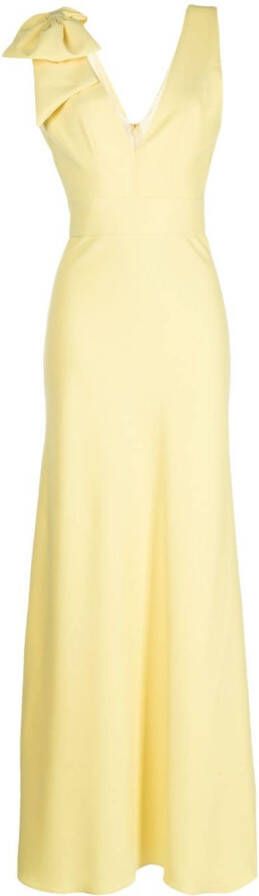 Bambah Maxi-jurk met strikdetail Geel
