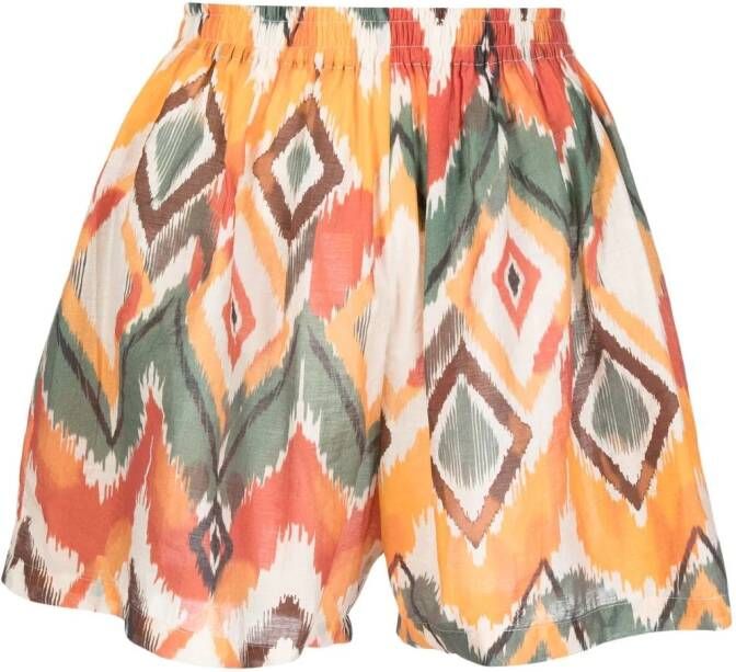 Bambah Shorts met geometrische print Oranje