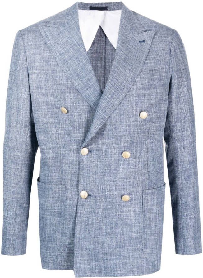 Barba Blazer met dubbele rij knopen Blauw