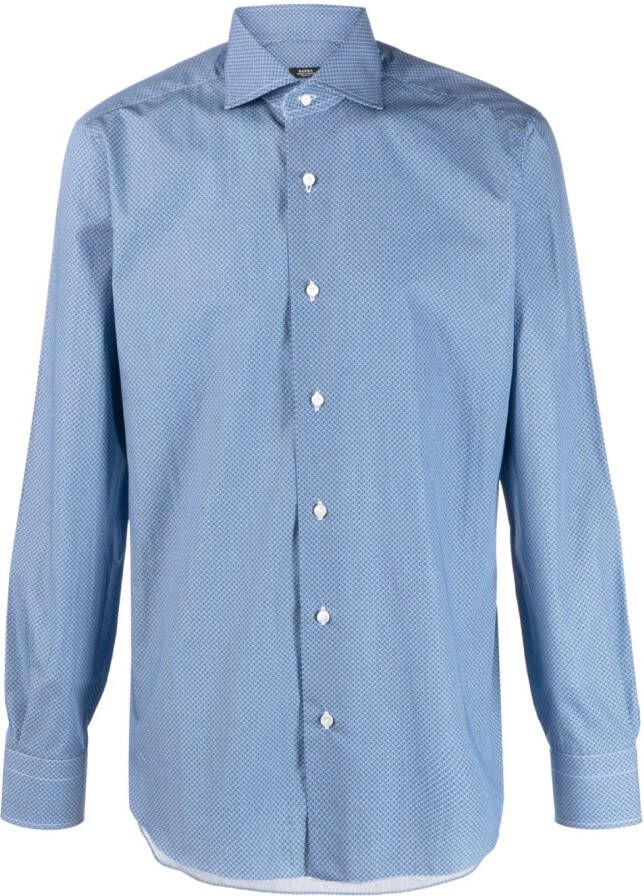 Barba Overhemd met geometrisch patroon Blauw