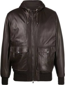 Barba hooded leather bomber jacket Bruin