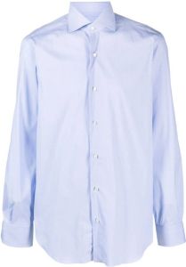 Barba long-sleeve cotton-blend shirt Blauw