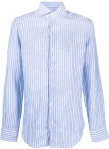 Barba long-sleeve stripped shirt Blauw