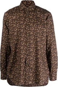 Barba Overhemd met bloemenprint Bruin