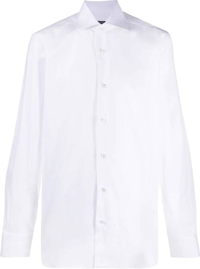 Barba Overhemd met brede kraag Wit
