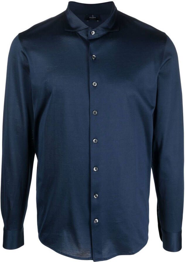 Barba Overhemd met gespreide kraag Blauw