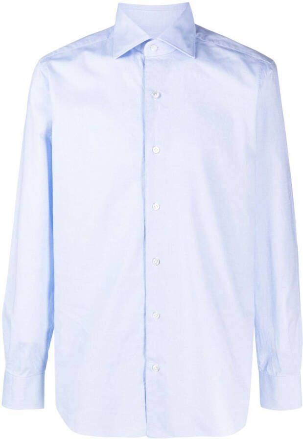 Barba Overhemd met gespreide kraag Blauw