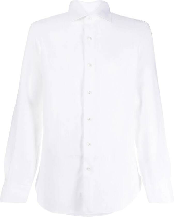 Barba Overhemd met uitgesneden kraag Wit