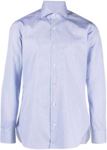 Barba pinstriped long-sleeve shirt Blauw