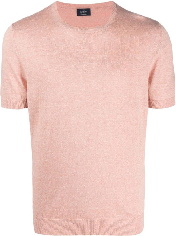 Barba T-shirt met geribbelde afwerking Roze