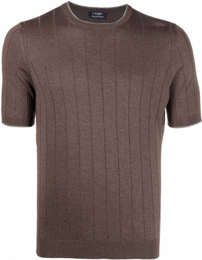 Barba Ribgebreid T-shirt Bruin