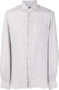 Barba striped long-sleeve linen shirt Beige