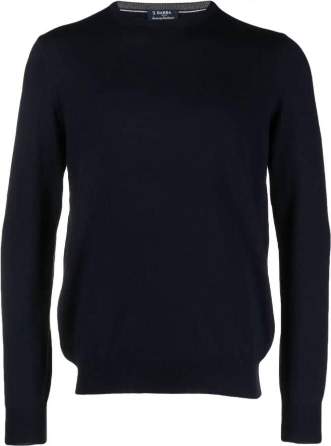 Barba Trui met ronde hals Blauw
