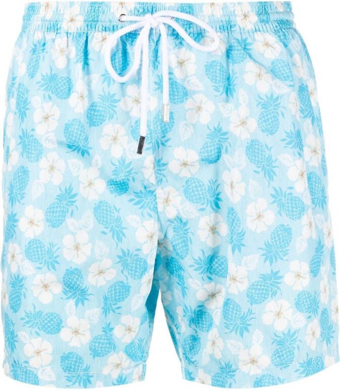Barba Zwembroek met bloemenprint Blauw