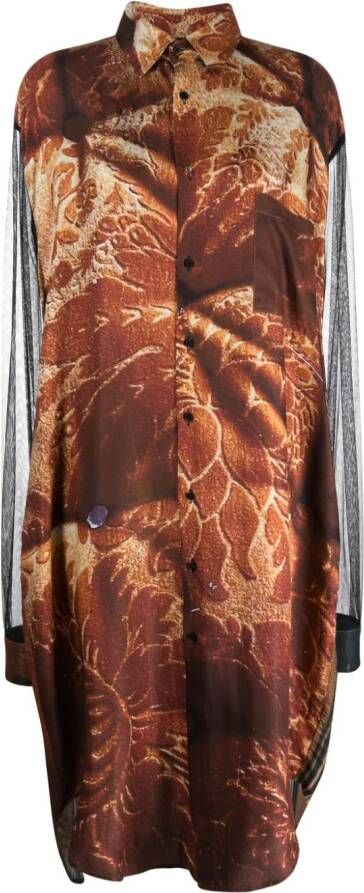 Barbara Bologna Blousejurk met print Bruin