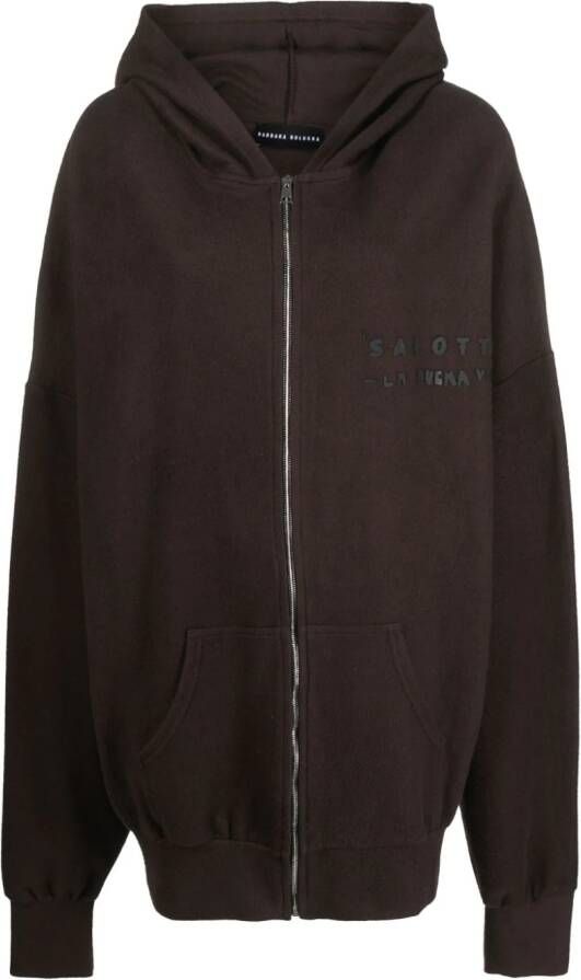 Barbara Bologna Hoodie met logo-reliëf Bruin