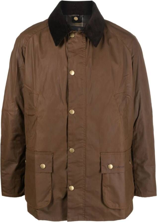 Barbour Ashby wax jack met drukknopen Bruin