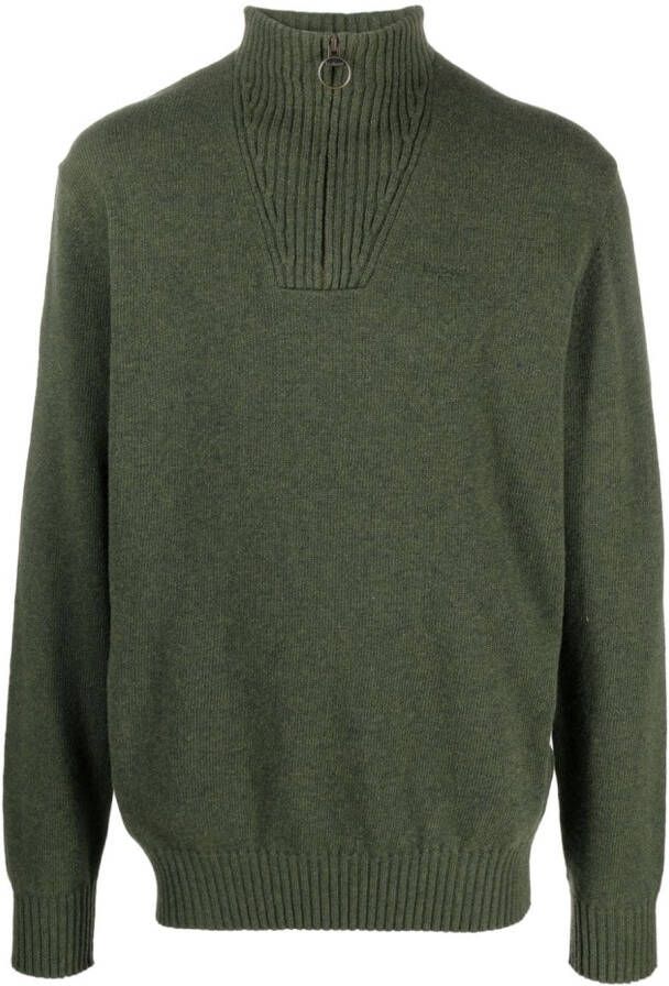 Barbour Trui met halve rits Groen