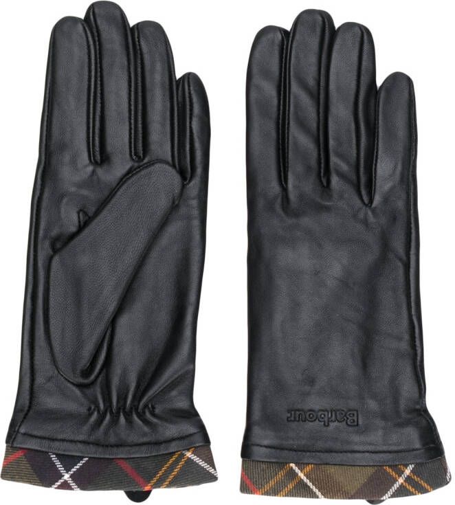 Barbour Handschoenen met geruite afwerking Zwart