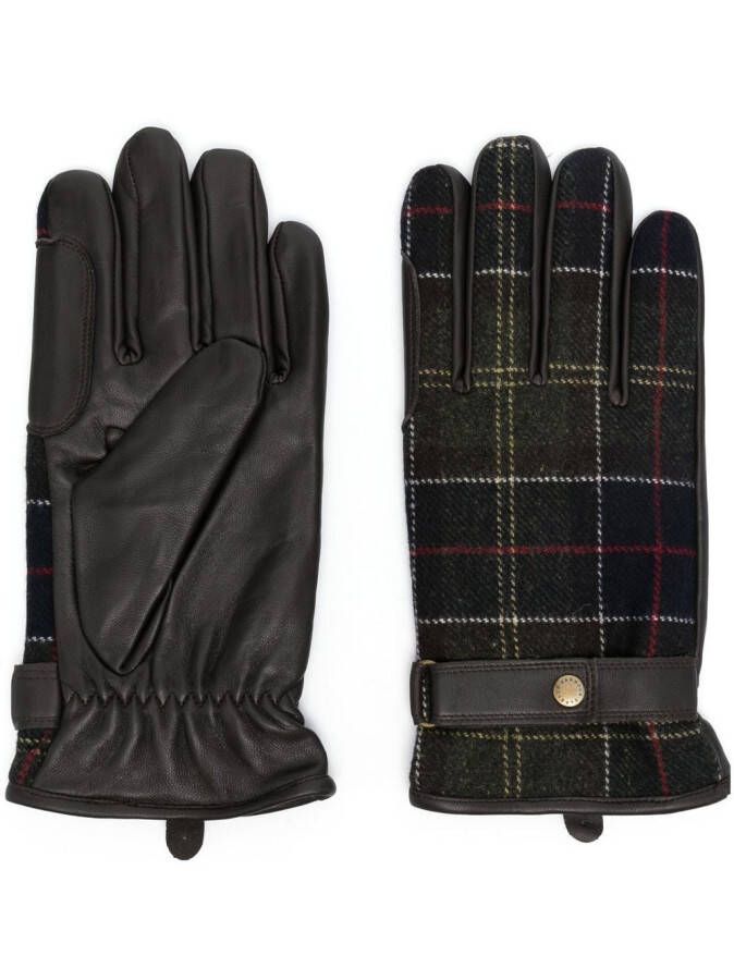 Barbour Handschoenen met tartan ruit Bruin