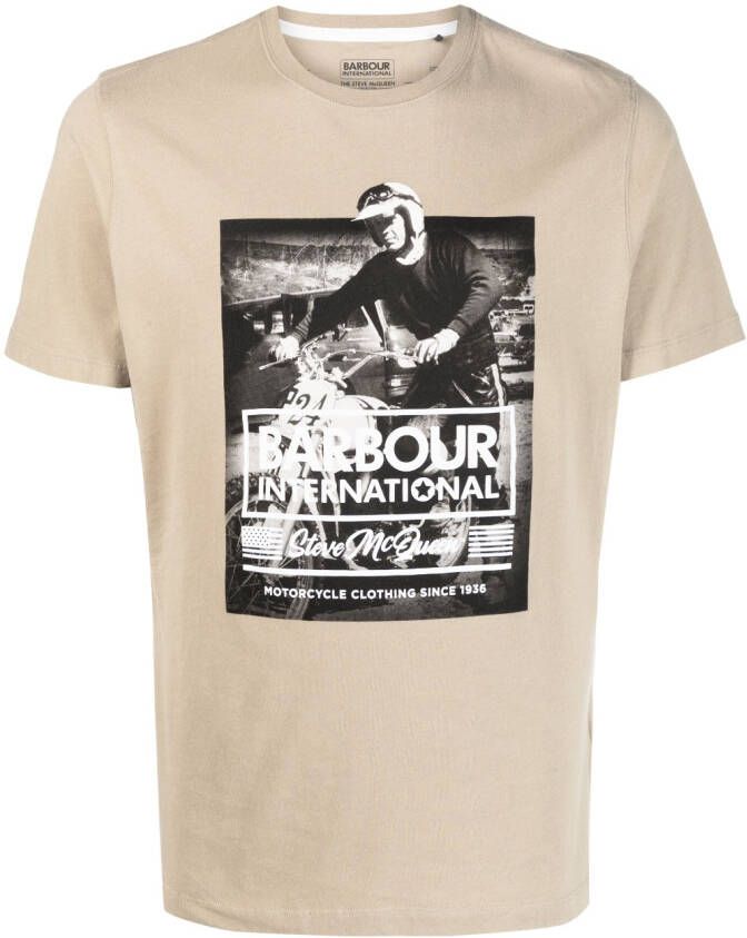 Barbour International T-shirt met print Bruin