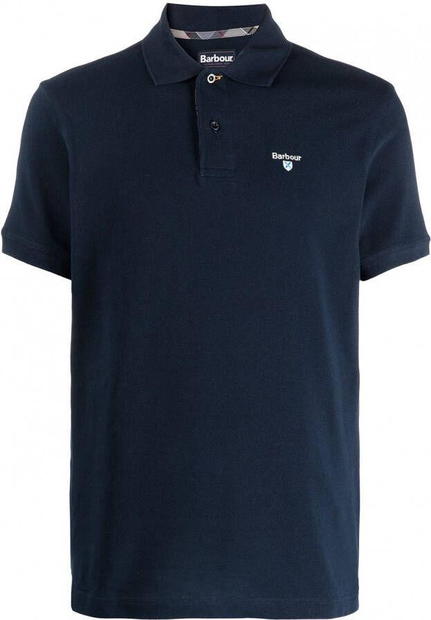 Barbour Poloshirt met geborduurd logo Blauw