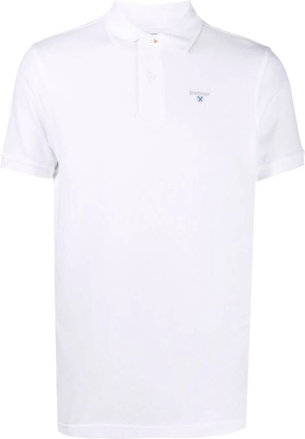 Barbour Poloshirt met geborduurd logo Wit