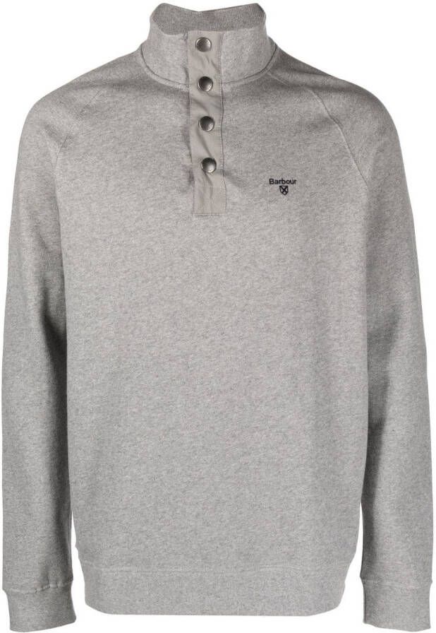Barbour Sweater met geborduurd logo Grijs