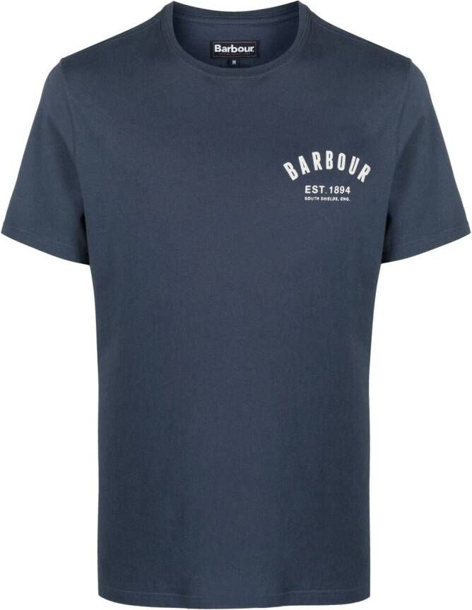 Barbour T-shirt met logoprint Blauw