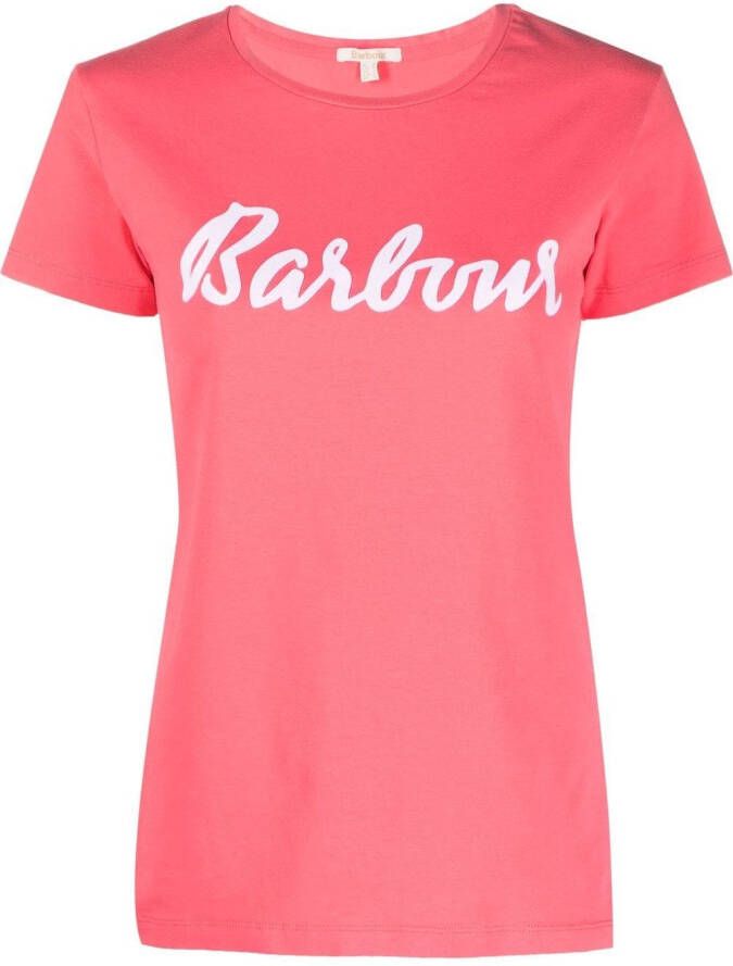 Barbour T-shirt met logoprint Roze