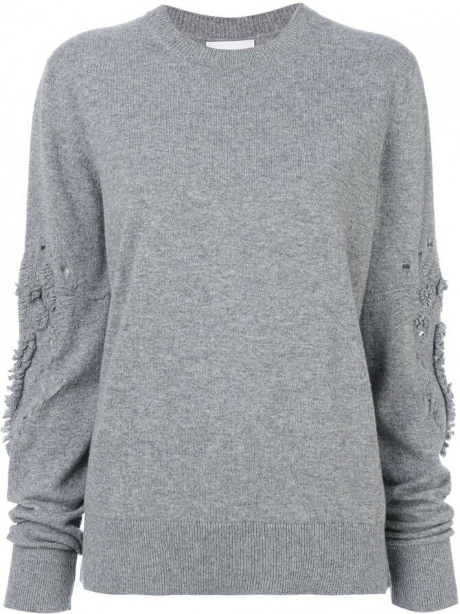 Barrie Romantic Timeless cashmere round neck pullover Grijs