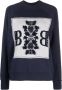 Barrie Sweater met geborduurd logo Blauw - Thumbnail 1