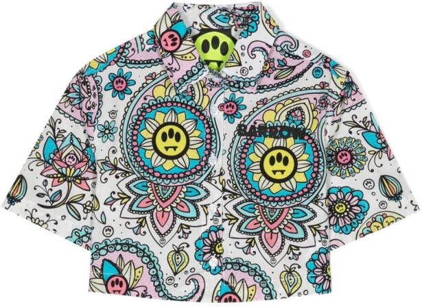 BARROW Shirt met bloe print Wit