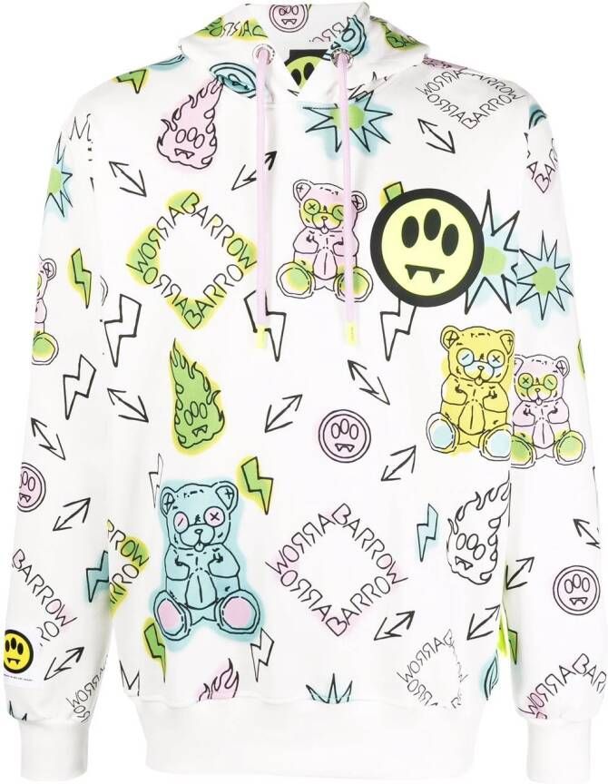 BARROW Hoodie met print Wit