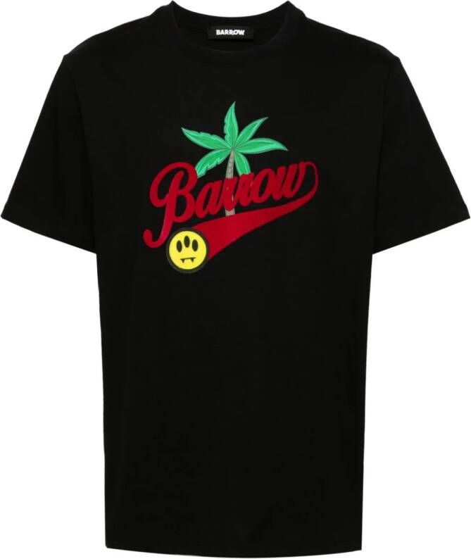 BARROW Katoenen T-shirt met palmboomprint Zwart