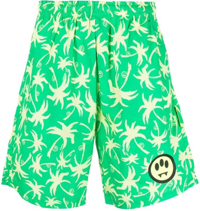 BARROW Shorts met palmboomprint Groen