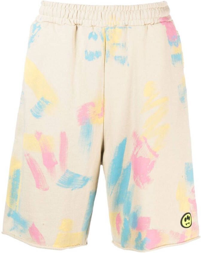 BARROW Shorts met tie-dye print Beige