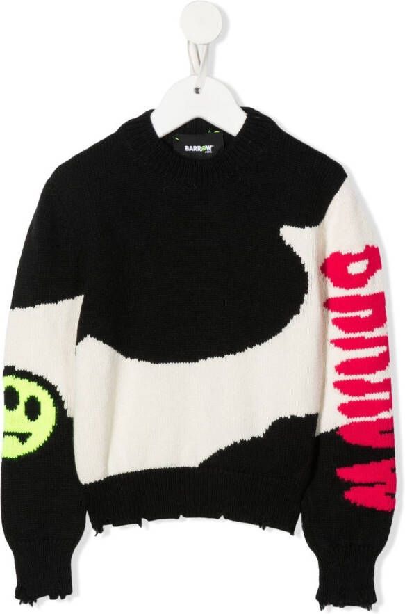 BARROW Trui met intarsia logo Zwart