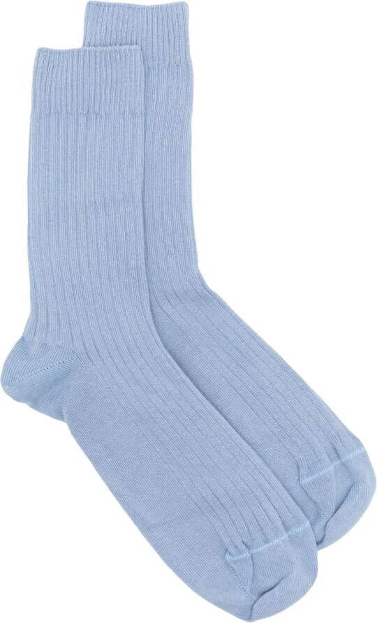Baserange Geribbelde enkelsokken Blauw
