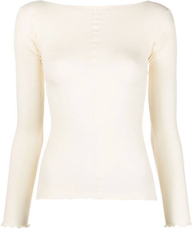 Baserange Trui met gewelfde afwerking Beige