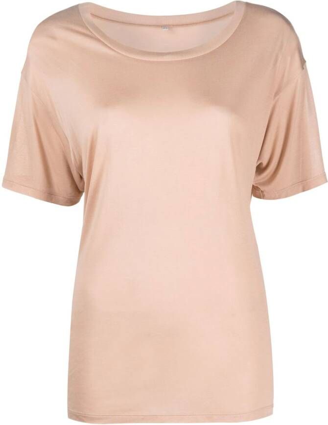 Baserange T-shirt met diepe ronde hals Beige