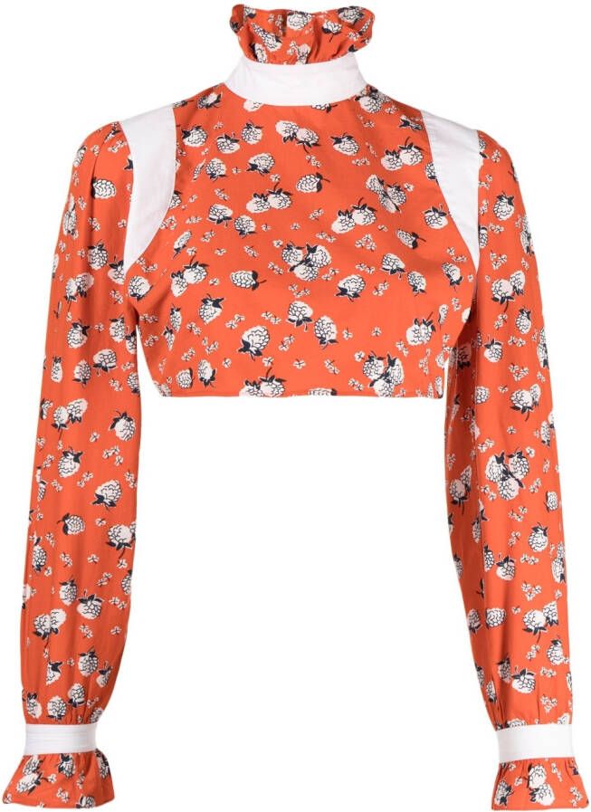 Batsheva Top met bloemenprint Rood