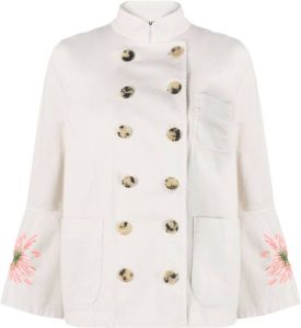 Bazar Deluxe embroidered-detail cropped trench coat Beige