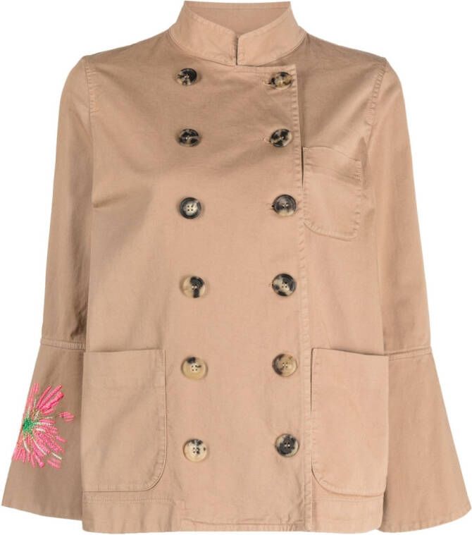 Bazar Deluxe Trenchcoat met borduurwerk Bruin
