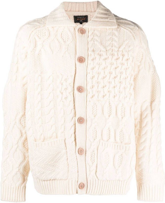 BEAMS PLUS Kabelgebreid vest Beige