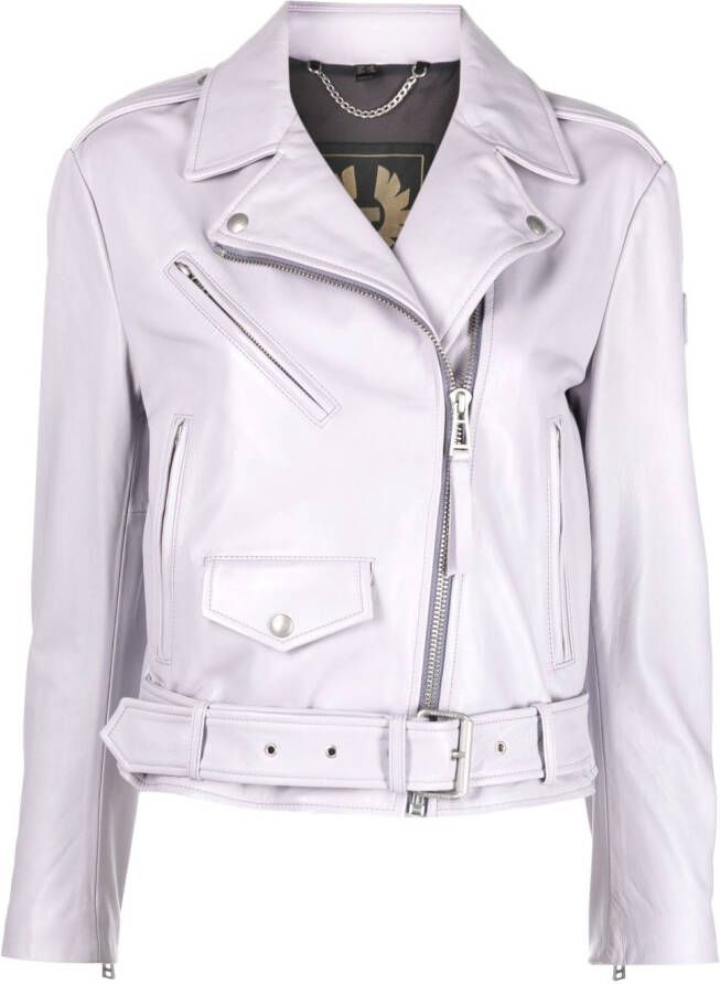 Belstaff Leren bikerjack Paars