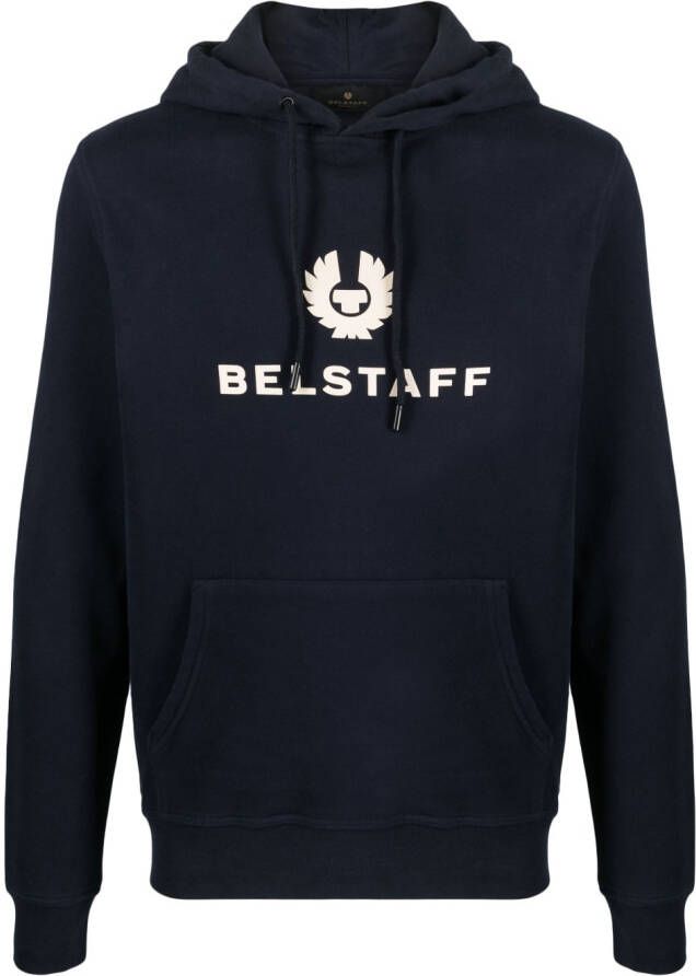 Belstaff Hoodie met logo-reliëf Blauw